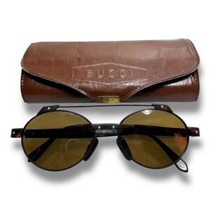 Bucci Venezia Mens Sunglasses Metal Frame Double Bridge Brown Glass Lens RARE